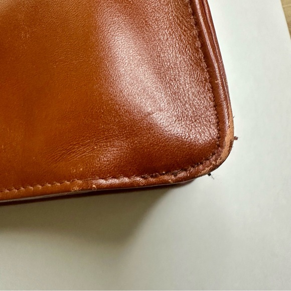 Fred Hayman Club 273 Cognac Brown Leather Tall Medium Shoulder Bag Purse - Picture 14 of 16